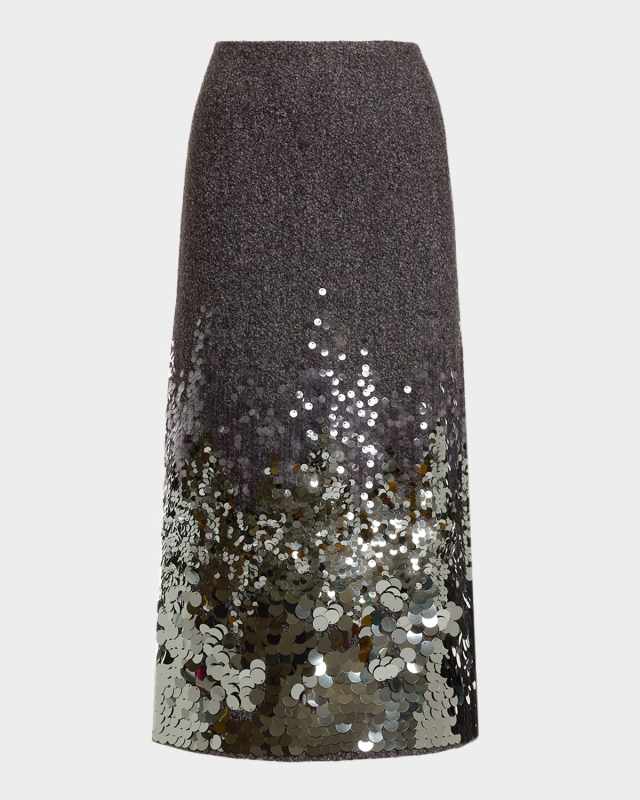 Peter Sequined Wool-Blend Midi Skirt
